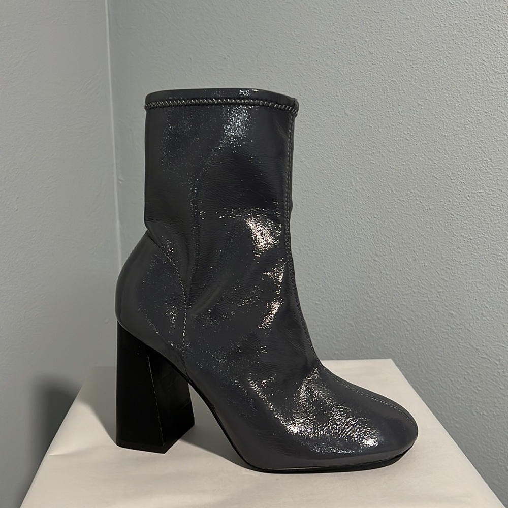 New Topshop Grey Patent Leather Ankle Boots - Picture 7 of 13